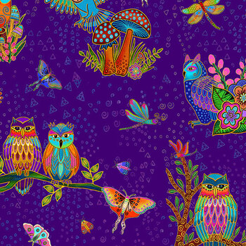 Night Flight Y5060-28M Toile Dark Purple Gold  Metallic by Laurel Burch for Clothworks