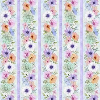 Rainbow in the Vale W110-024-764 Border Stripe Multi by Joy Hall for White Owl Textiles