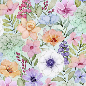 Rainbow in the Vale W110-025-768 Packed Floral Multi by Joy Hall for White Owl Textiles