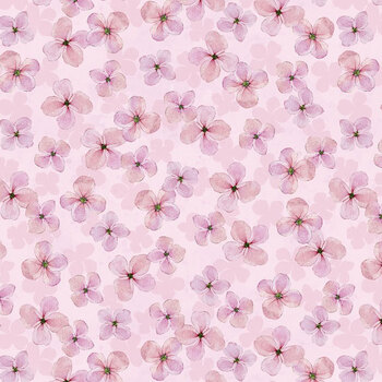 Rainbow in the Vale W110-029-555 Small Floral Pink by Joy Hall for White Owl Textiles