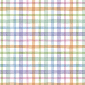 Rainbow in the Vale W110-030-146 Plaid White Multi by Joy Hall for White Owl Textiles