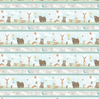 Woodland Lullaby W190-002-729 Woodland Lullaby Border Stripe Multi by Lisa Perry for White Owl Textiles