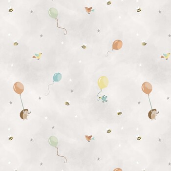 Woodland Lullaby W190-005-947 Birds & Bees Gray by Lisa Perry for White Owl Textiles