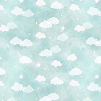 Woodland Lullaby W190-006-717 Stars & Clouds Sky by Lisa Perry for White Owl Textiles
