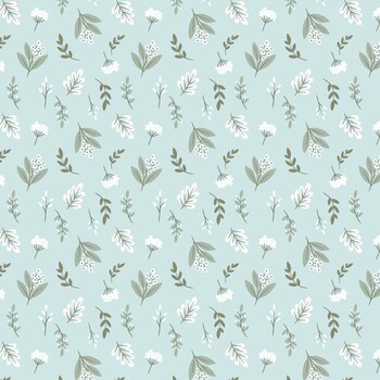 Woodland Lullaby W190-007-718 Floral Toss Sky by Lisa Perry for White Owl Textiles