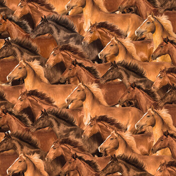 Spurs & Spirit 4521-39 Brown Horses by Urban Essence Design for Blank Quilting