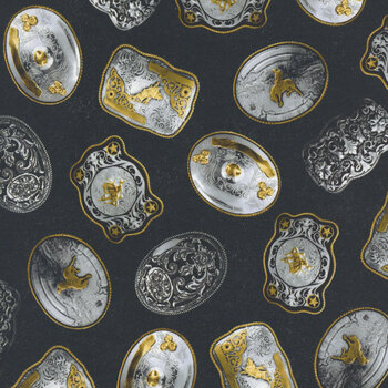 Spurs & Spirit 4522-99 Black Belt Buckles by Urban Essence Design for Blank Quilting