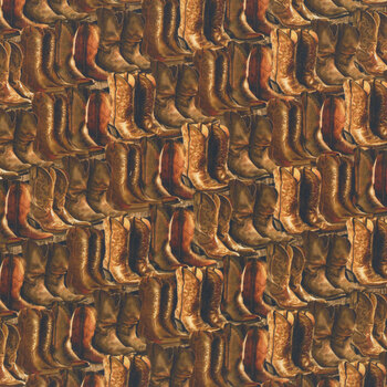 Spurs & Spirit 4523-39 Brown Cowboy Boots by Urban Essence Design for Blank Quilting