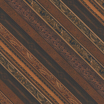 Spurs & Spirit 4526-39 Dark Brown Embossed Leather Stripe by Urban Essence Design for Blank Quilting