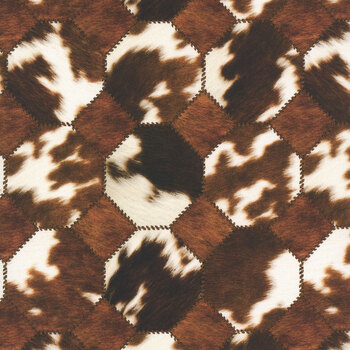 Spurs & Spirit 4527-39 Brown Cowhide Patchwork by Urban Essence Design for Blank Quilting