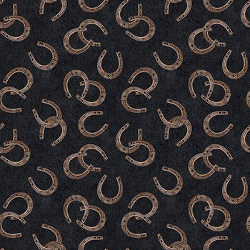 Spurs & Spirit 4530-99 Black Horseshoes by Urban Essence Design for Blank Quilting