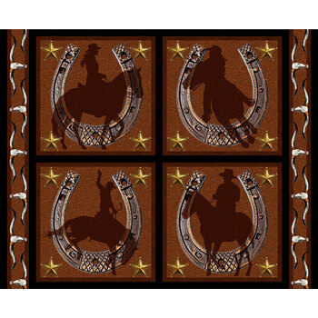 Spurs & Spirit 4531B-39 Dark Brown Pillow Panel by Urban Essence Design for Blank Quilting