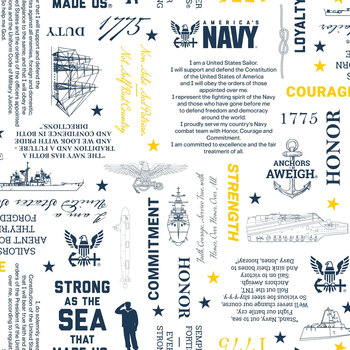 U.S. Navy 2917-07 White/Navy Word Print by A.E. Nathan