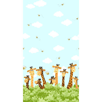 Zoe the Giraffe SB20257-930 Aqua Border by Susybee for Clothworks