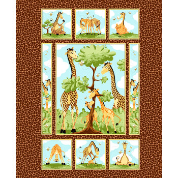 Zoe the Giraffe SB20355-280 Brown Quilt Panel by Susybee for Clothworks