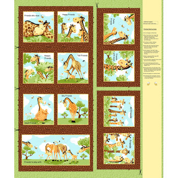 Zoe the Giraffe SB20356-280 Brown Storybook Panel by Susybee for Clothworks