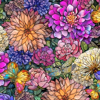 Make a Wish 5142-58 Fuchsia Floral by Claudia McKinney for Blank Quilting