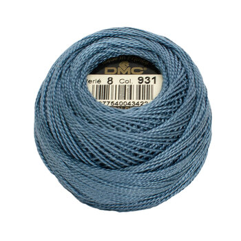 DMC Pearl Cotton Ball 931 Medium Antique Blue - Size 8