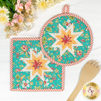  Folded Star Hot Pad Kit - In The Garden - Round OR Square - Bermuda