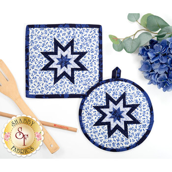  Folded Star Hot Pad Kit - Blue Belle - Round OR Square - White