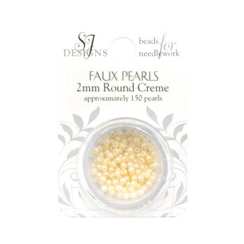 SJ Designs 2mm Round Creme Faux Pearls 
