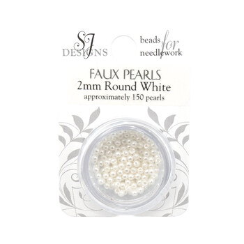 SJ Designs 2mm Round White Faux Pearls 