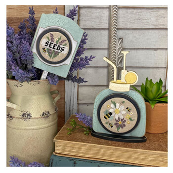 Water Mister and Plant Stick Cross Stitch Display - Unfinished Wood