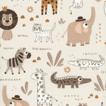 Wildly Cute Safari 39080-11 Safari Animals Pearl  by Elena Amo for Moda Fabrics
