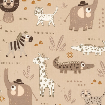 Wildly Cute Safari 39080-14 Safari Animals Tan by Elena Amo for Moda Fabrics