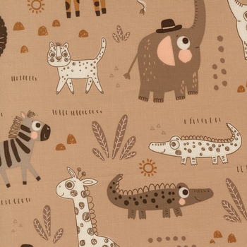 Wildly Cute Safari 39080-14 Safari Animals Tan by Elena Amo for Moda Fabrics