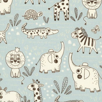Wildly Cute Safari 39082-13 Safari Contours Sky by Elena Amo for Moda Fabrics
