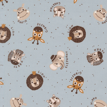 Wildly Cute Safari 39081-13 Animals Faces Sky by Elena Amo for Moda Fabrics