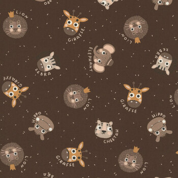 Wildly Cute Safari 39081-17 Animals Faces Soil by Elena Amo for Moda Fabrics