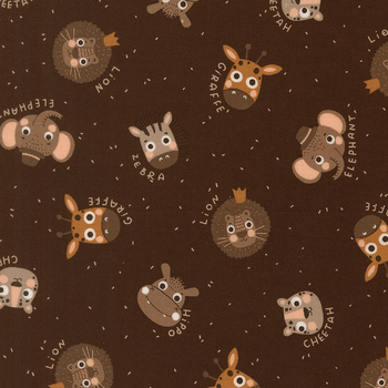 Wildly Cute Safari 39081-17 Animals Faces Soil by Elena Amo for Moda Fabrics