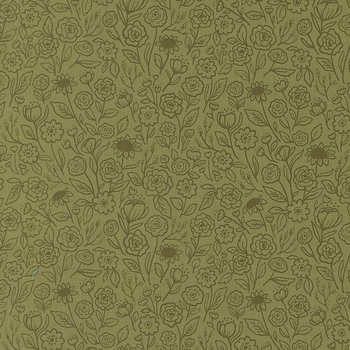 Garden Glam 5272-16 Flower Doodles Grass by Lella Boutique for Moda Fabrics