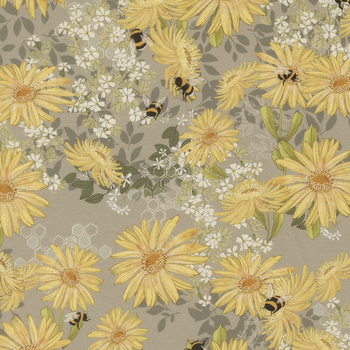 Pollinators 48811-18 Daisies Pebble by Robin Pickens for Moda Fabrics