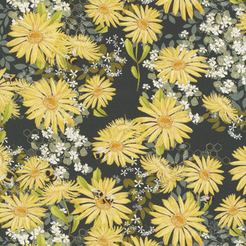 Pollinators 48811-20 Daisies Onyx by Robin Pickens for Moda Fabrics
