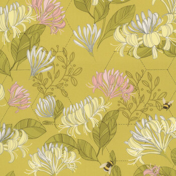 Pollinators 48812-14 Honeysuckle Blooms Golden by Robin Pickens for Moda Fabrics