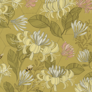 Pollinators 48812-14 Honeysuckle Blooms Golden by Robin Pickens for Moda Fabrics
