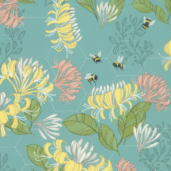 Pollinators 48812-17 Honeysuckle Blooms Pond by Robin Pickens for Moda Fabrics
