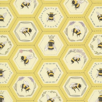 Pollinators 48814-13 Bees in Hexies Honey by Robin Pickens for Moda Fabrics