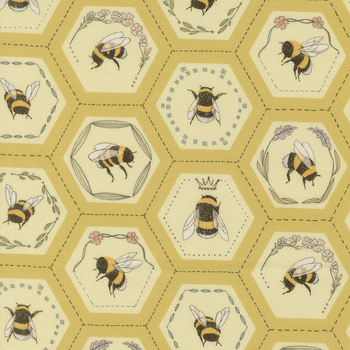 Pollinators 48814-13 Bees in Hexies Honey by Robin Pickens for Moda Fabrics