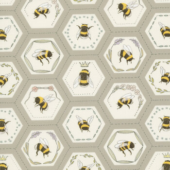 Pollinators 48814-18 Bees in Hexies Pebble by Robin Pickens for Moda Fabrics