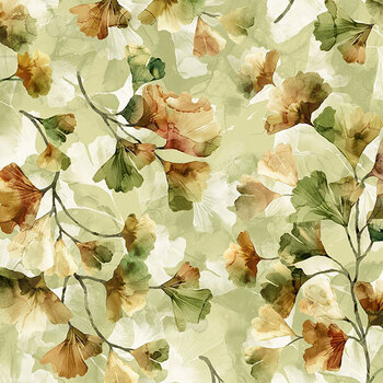 Ginkgo DP29543-72 Large Ginkgo Lt Green by Deborah Edwards and Melanie Samra for Northcott Fabrics