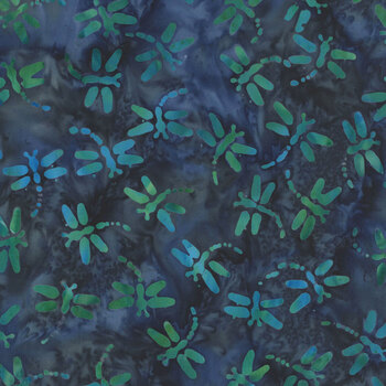 Seaside Blue 3988Q-X Dragonflies Navy by Jacqueline de Jonge for Anthology Fabrics