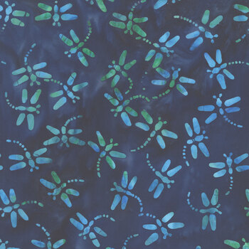 Seaside Blue 3988Q-X Dragonflies Navy by Jacqueline de Jonge for Anthology Fabrics