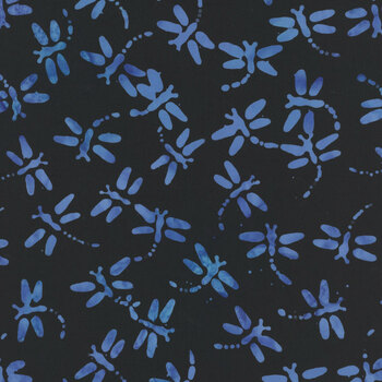 Seaside Blue 3991Q-X Dragonflies Black by Jacqueline de Jonge for Anthology Fabrics