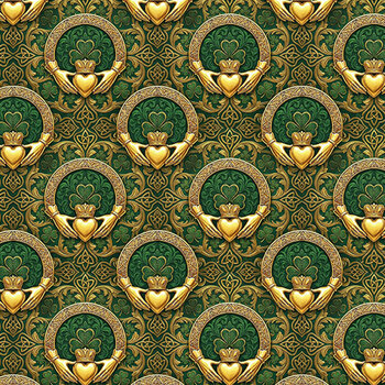 Erin Go Bragh 10819-77 Claddagh Damask Galway Gold by Patrick Lose Fabrics