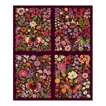 Botanica DP29500-29 Panel Maroon Multi Panel by Northcott Fabrics