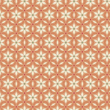 Botanica 29508-54 Floral Grid Peach by Northcott Fabrics